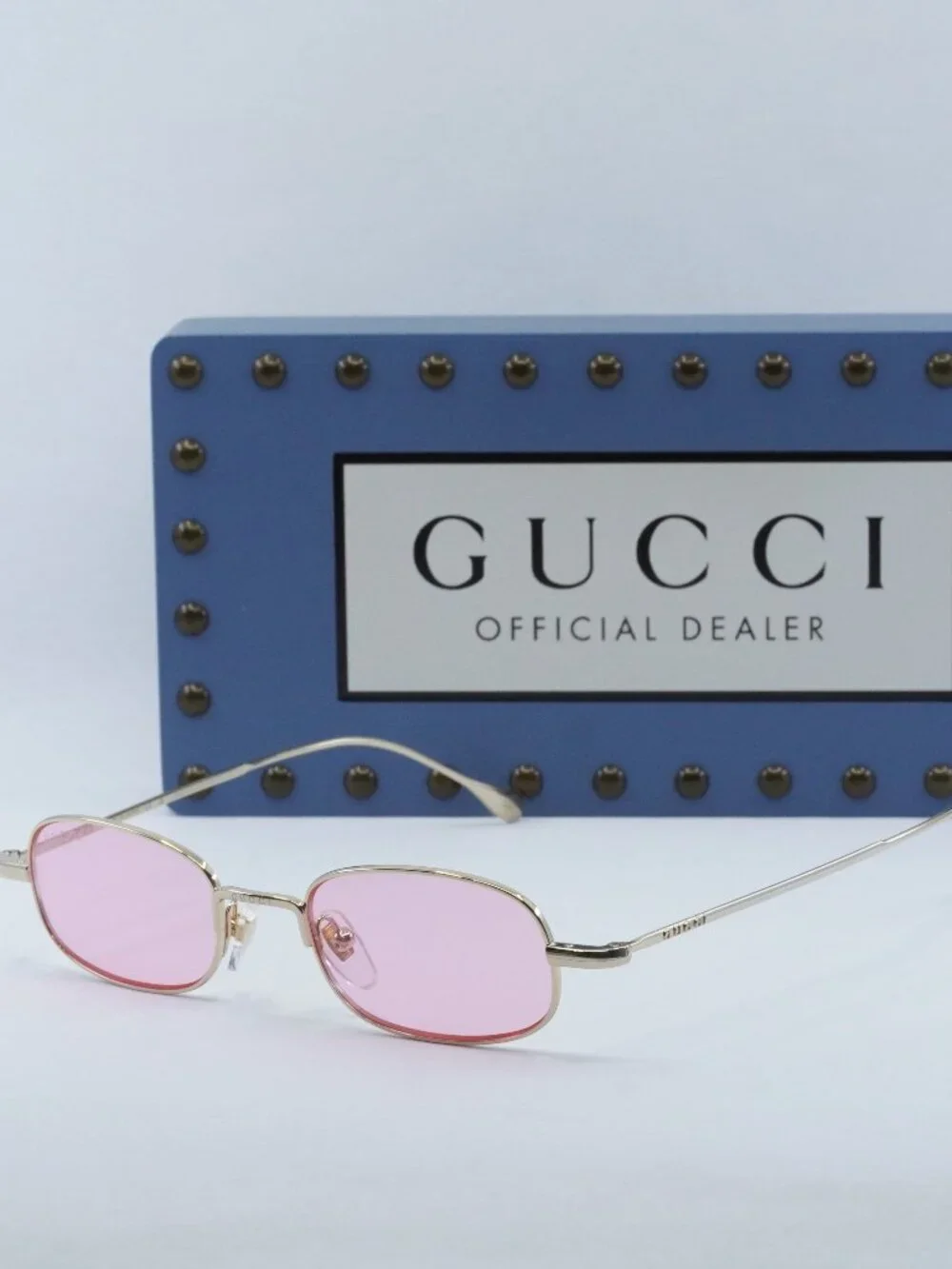 Gucci GG1648S 005 Rectangle Sunglasses - Gold/Pink